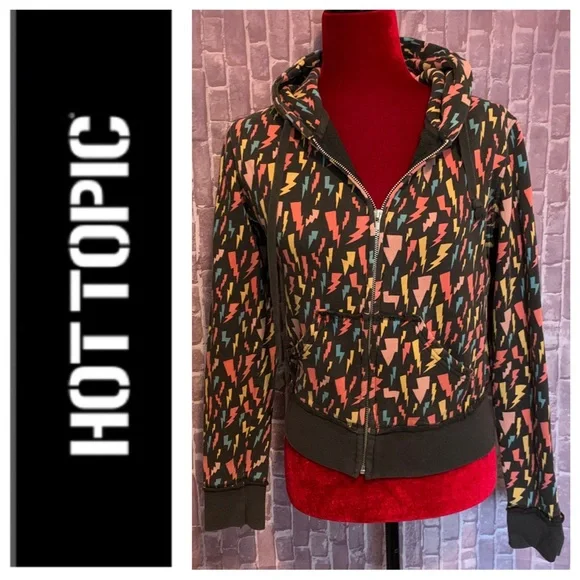 Hot Topic Tops Loyal Army Colorful Lightning Flash Cropped Fleece Hoodie Poshmark